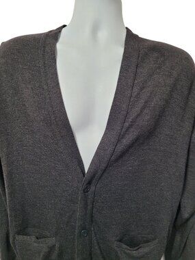 Harrods Men’s Cardigan Vintage Wool Heathered Black England V-neck Pockets READ